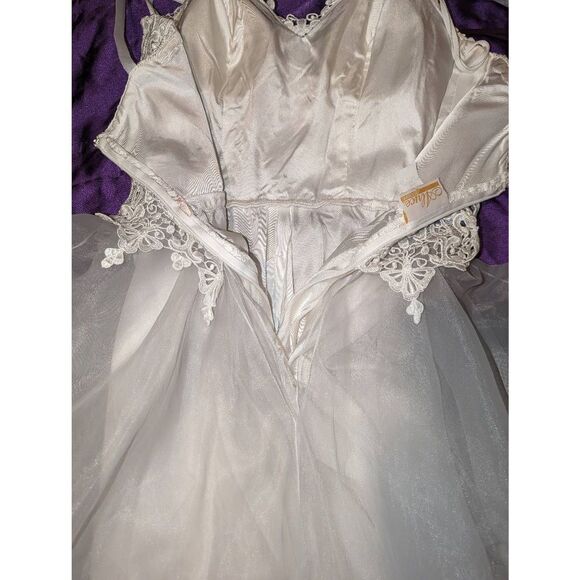 Vintage 90s Alyce Designs White Lace Coquette Dress - Picture 6 of 13